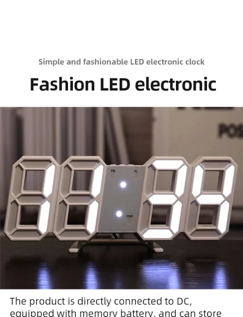 3D Simple Digital Clock Desktop Decoration Living Room Bedroom Study Room Wall Clock LED Digital Clock - Image 8