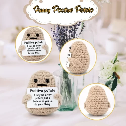 New Positive Energy Potato Hug Pocket Mini Handmade Plush Wool Knitting Doll with Card Funny Christams Gift Home Room Decoration - Image 10