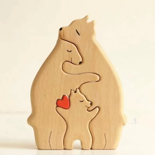 Bear Family Theme Wooden Art Puzzle Wooden Sculpture DIY Cute Family Member of Bears Puzzle Home Desktop Decor Mothers Day Gift - Image 4