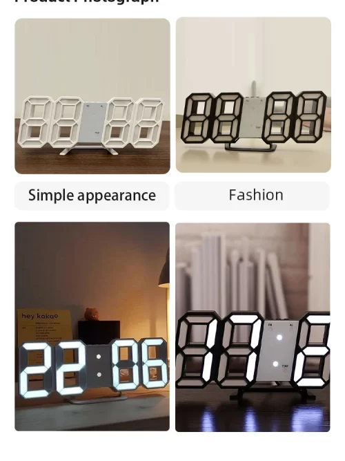 3D Simple Digital Clock Desktop Decoration Living Room Bedroom Study Room Wall Clock LED Digital Clock - Image 13