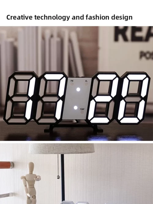 3D Simple Digital Clock Desktop Decoration Living Room Bedroom Study Room Wall Clock LED Digital Clock - Image 14