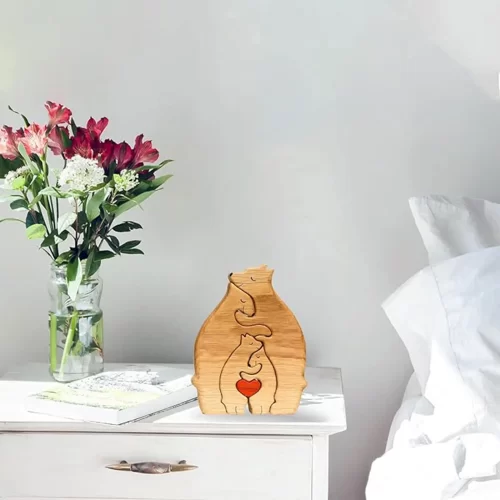 Bear Family Theme Wooden Art Puzzle Wooden Sculpture DIY Cute Family Member of Bears Puzzle Home Desktop Decor Mothers Day Gift - Image 5