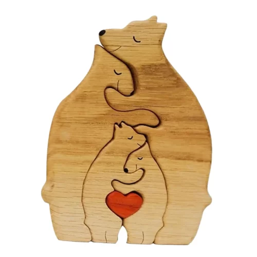 Bear Family Theme Wooden Art Puzzle Wooden Sculpture DIY Cute Family Member of Bears Puzzle Home Desktop Decor Mothers Day Gift - Image 2
