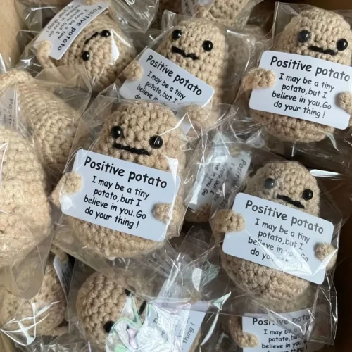 New Positive Energy Potato Hug Pocket Mini Handmade Plush Wool Knitting Doll with Card Funny Christams Gift Home Room Decoration - Image 16