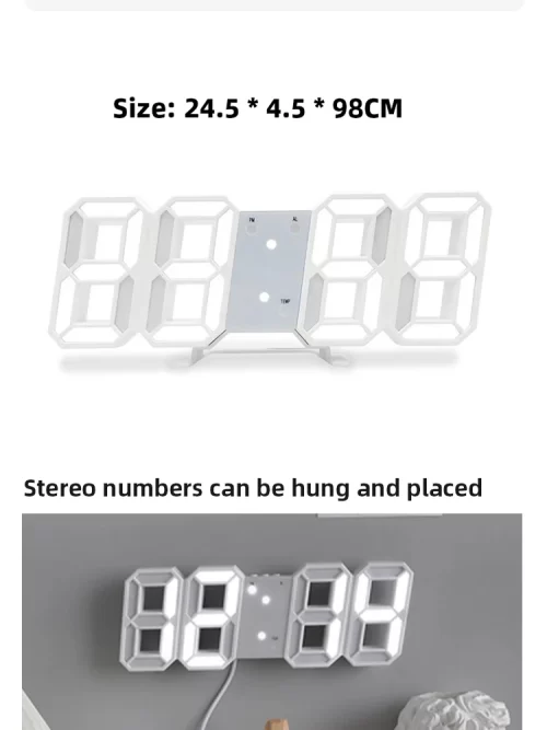 3D Simple Digital Clock Desktop Decoration Living Room Bedroom Study Room Wall Clock LED Digital Clock - Image 11