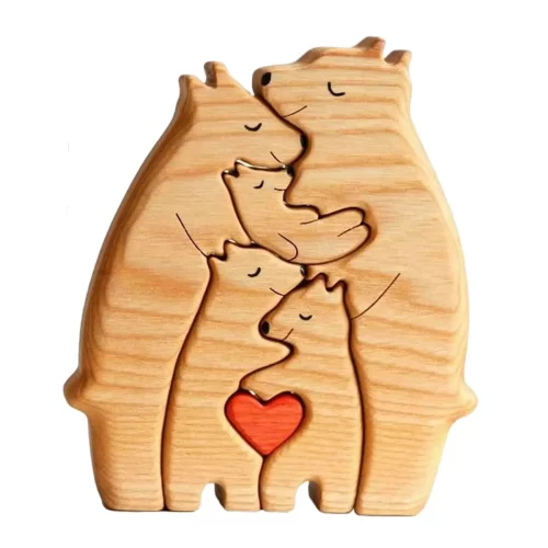 Bear Family Theme Wooden Art Puzzle Wooden Sculpture DIY Cute Family Member of Bears Puzzle Home Desktop Decor Mothers Day Gift - Image 3