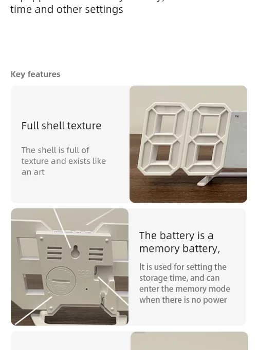 3D Simple Digital Clock Desktop Decoration Living Room Bedroom Study Room Wall Clock LED Digital Clock - Image 9