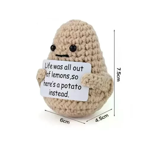 New Positive Energy Potato Hug Pocket Mini Handmade Plush Wool Knitting Doll with Card Funny Christams Gift Home Room Decoration - Image 3