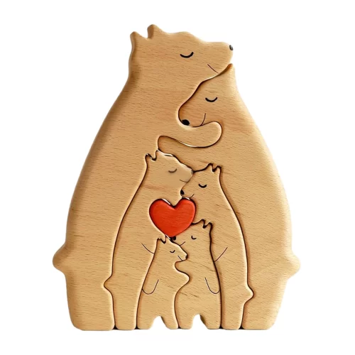 Bear Family Theme Wooden Art Puzzle Wooden Sculpture DIY Cute Family Member of Bears Puzzle Home Desktop Decor Mothers Day Gift - Image 13