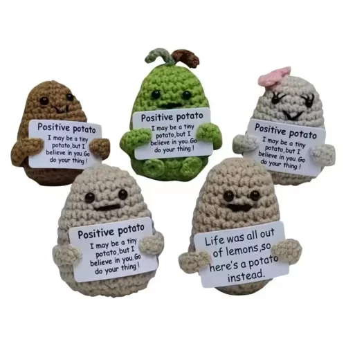 New Positive Energy Potato Hug Pocket Mini Handmade Plush Wool Knitting Doll with Card Funny Christams Gift Home Room Decoration - Image 21